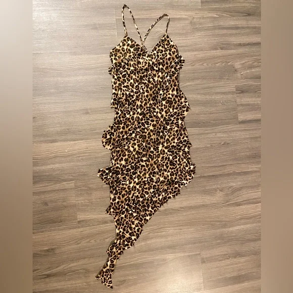 Leopard Print Ruffle Dress - Picture 1 of 3
